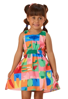Vestido Curto Colorido Estampas Infantil Mon Sucrê - comprar online
