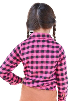 Camisa Xadrez Rosa Laço Caipira Infantil Muvilê - comprar online