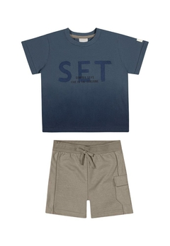 Conjunto Azul Set Bermuda Infantil Coloritta