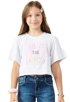 Blusa Infantil Delete The Drama Branca Vic&Vicky