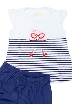 Pijama Infantil Blusa Shorts Listrado Azul Have Fun - comprar online