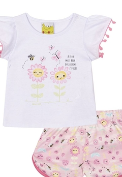 Conjunto Blusa Short Infantil Estampado Rosa Nini & Bambini - comprar online