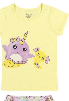 Pijama Infantil Unicórnio Amarelo Elian - comprar online