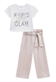 Conjunto Blusa Curto Calça Always Glam Off White Infanti