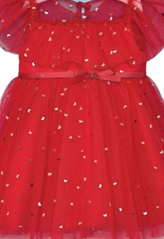 Vestido Vermelho Tule Brilho Infantil Petit Cherie - comprar online