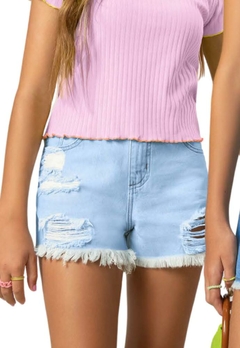 Shorts Jeans Claro Destroyed Infantil Amora - comprar online