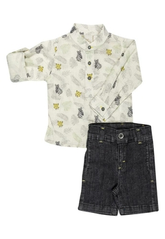 Conjunto Bata Menino Bege Anjos Baby