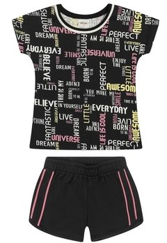 Conjunto Infantil Lettering Preto Elian