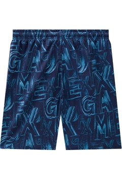 Bermuda Infantil Nylon Estampada Azul Johnny Fox - comprar online