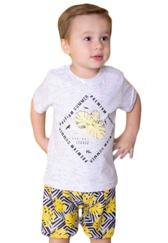 Conjunto Camiseta Bermuda Bebê Amarelo Passagem Secreta