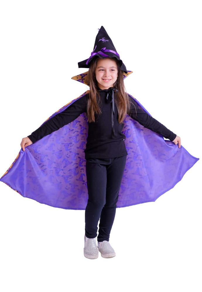 Capa infantil de Halloween para bebês, crianças, meninas, meninos, roupas  de cosplay, poncho de Halloween, conjunto de chapéu, A, 12-18 Meses