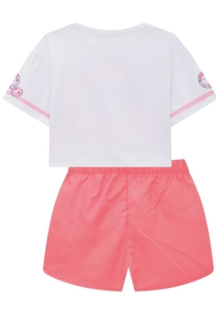 Conjunto Infantil Blusa Shorts Urso Rosa Kukiê - comprar online