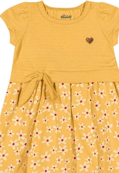 Vestido Amarelo Flores Laço Infantil Elian - comprar online