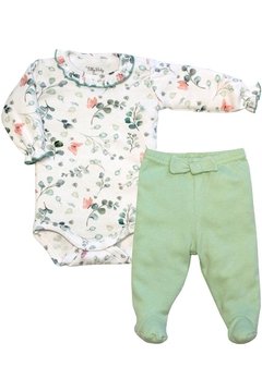 Conjunto Body Bebê Folhas Verde Tilly Baby