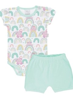 Conjunto Body Shorts Arco Íris Anjos Baby