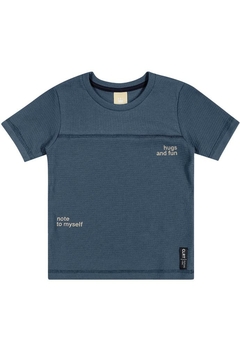 Camiseta Meia Malha Texturizada Azul Colorittá