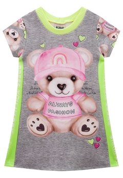 Vestido Infantil Mescla Urso Kukiê