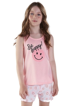 Conjunto Pijama Regata Short Infantil Rosa Pulla Bulla