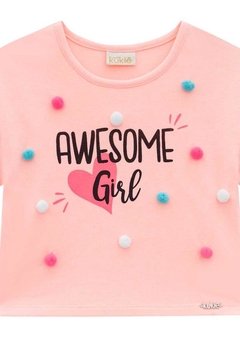 Blusa Boxy MC Awesome Girl Rosa Kukiê - comprar online