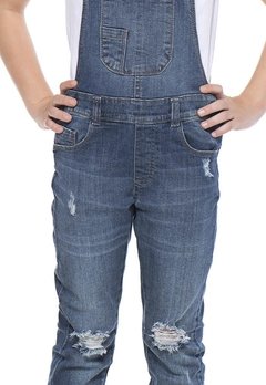 Jardineira Jeans Destroyed Mania Kids - comprar online