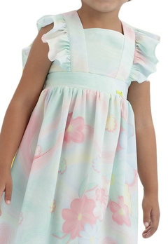 Vestido Infantil Estampado Floral Azul Mon Sucré - comprar online