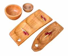 Set Picada En Algarrobo Tabla+sakaminera+cazuela+cuenco+pinches - comprar online