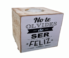 Volver Velas Cubo En Madera Decorativas Con Frases - D&G REGALERÍA