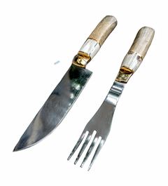 Juego Cuchillo Y Tenedor Asador Criollo Madera Y Asta - tienda online