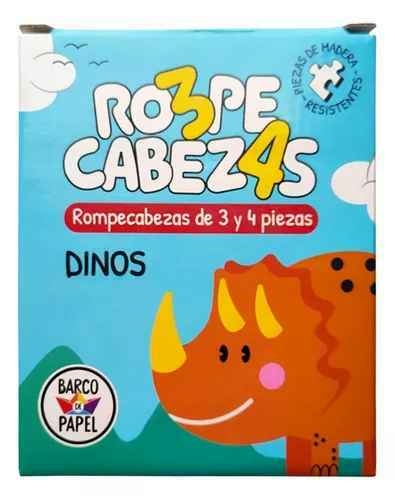 ROMEPCABEZAS X 4 DE 3 Y 4 PIEZAS - DINOS