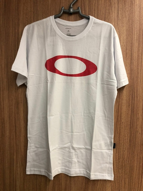 Camiseta Oakley Logo Peito- Branco/Vermelho