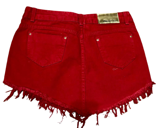 SHORTS JEANS FEMININO VERMELHO