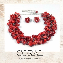 Conjunto em crochê no arame G - Coral - comprar online