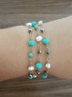 Colar curto e Pulseira com Pingente - Turquesa - comprar online