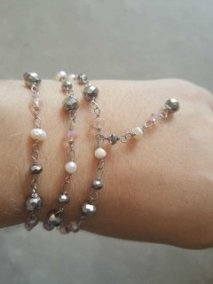 Colar curto e Pulseira com pingente - Prata