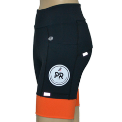 Bermuda 4 Bolsos Preta Barra Laranja - PR Runners - comprar online