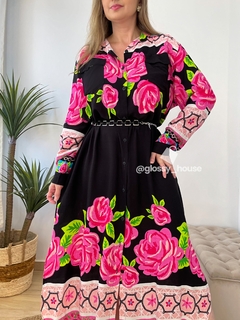 Chamise Iza Preta Floral - comprar online