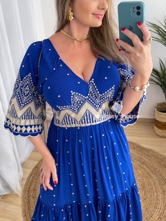 Vestido Serena Azul Bordado - comprar online
