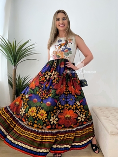 PREMIUM-Vestido Valentina Flores Aquarela - loja online