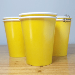 Vaso amarillo liso laminado x6 unidades