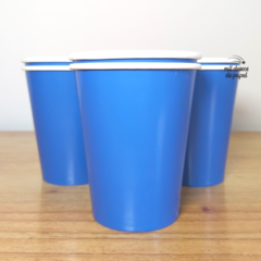 Vaso azul liso laminado x6 unidades