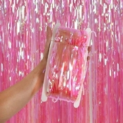 Cortina de flecos iridiscente rosa - comprar online