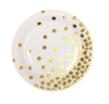 Plato blanco con lunares dorados 17cm x6 unidades