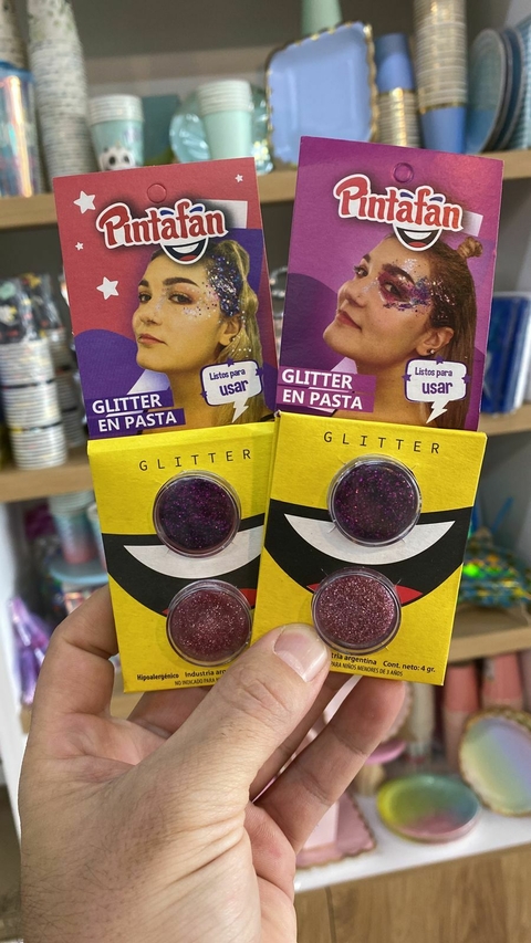 Kit para maquillaje infantil x2 con glitter fucsia y rosa (15-09)