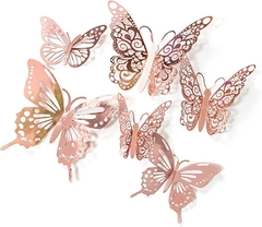 Mariposas de papel rosa gold x12 unidades - comprar online