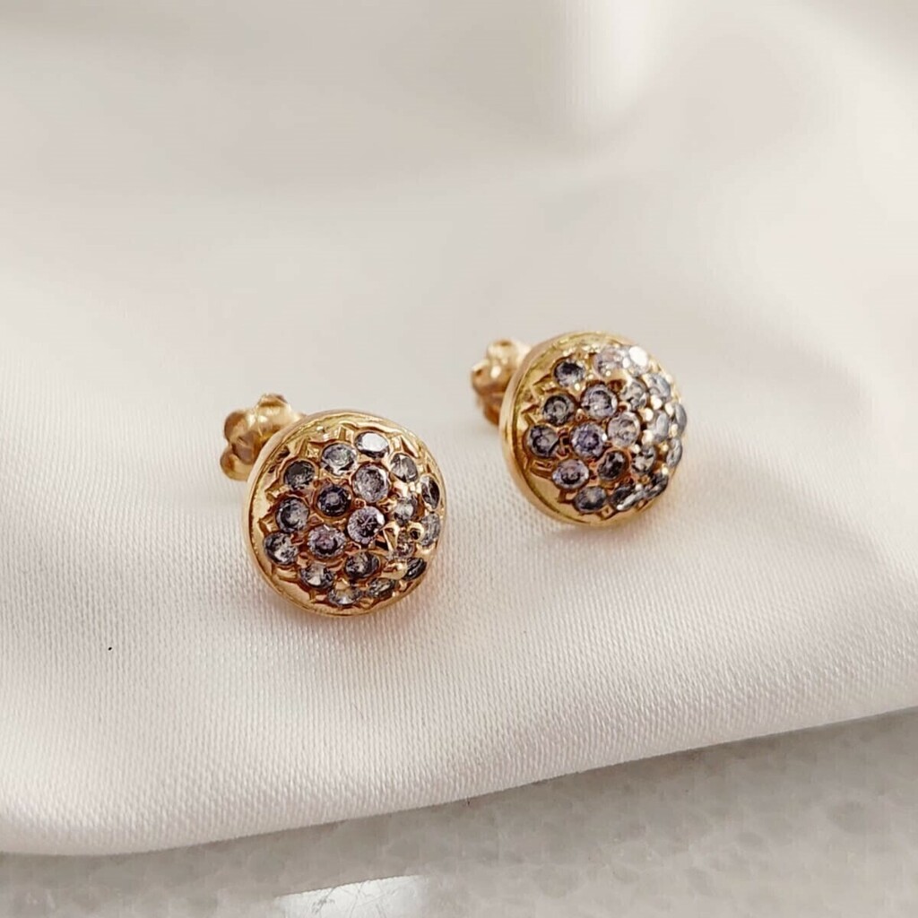 Aros de Oro con Piedras Frutilla 9012
