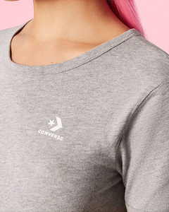 Remera Converse Mujer Chest Left Logo Gris