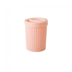 PORTA COTONETE DE PLASTICO REDONDO RATTAN TRAMA COLORS 390ML 10,3X8,3CM DE Ø PLASUTIL - VEM QUE TEM VARIEDADES BAZAR E PRESENTES