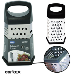 RALADOR DE INOX 6 FACES COM PEGADOR DE PLASTICO 8'' CORTEX CTR-154