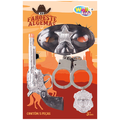 KIT FAROESTE XERIFE COM PISTOLA / REVOLVER + DISTINTIVO E ACESSORIOS WELLKIDS 7644