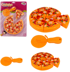 KIT COZINHA INFANTIL COM PIZZA + CARRETILHA / CORTADOR COM VELCRO 7 PECAS WB6796 WELLKIDS WELLMIX